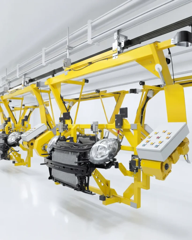 Motor en marco colgante amarillo